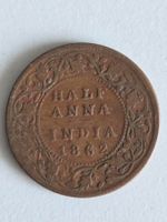 Münze Indien 1/2 Anna Victoria Queen 1862
