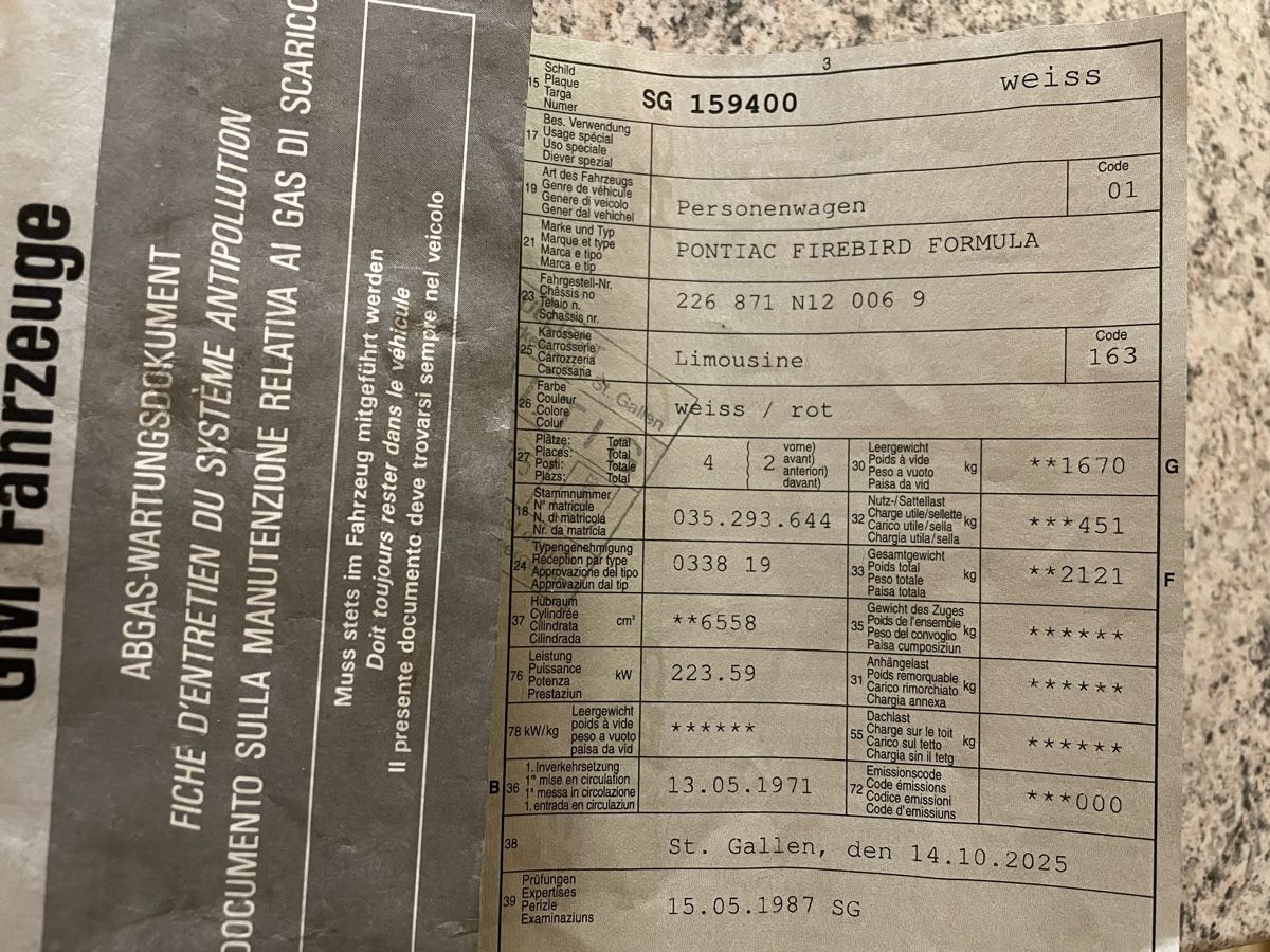Pontiac Automobili: Pontiac Firebird Formula 400, 1971 – Difettoso da Zetzwil venduto da Manilausg 9