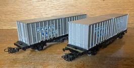 Zwei Märklin H0 Hapag Lloid Containerwagen