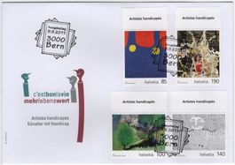 Künstler mit Handicap Serie mit TAB (fr) - illustrierter FDC
