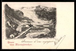 AK Rhonegletscher, Ortsansicht, 1901