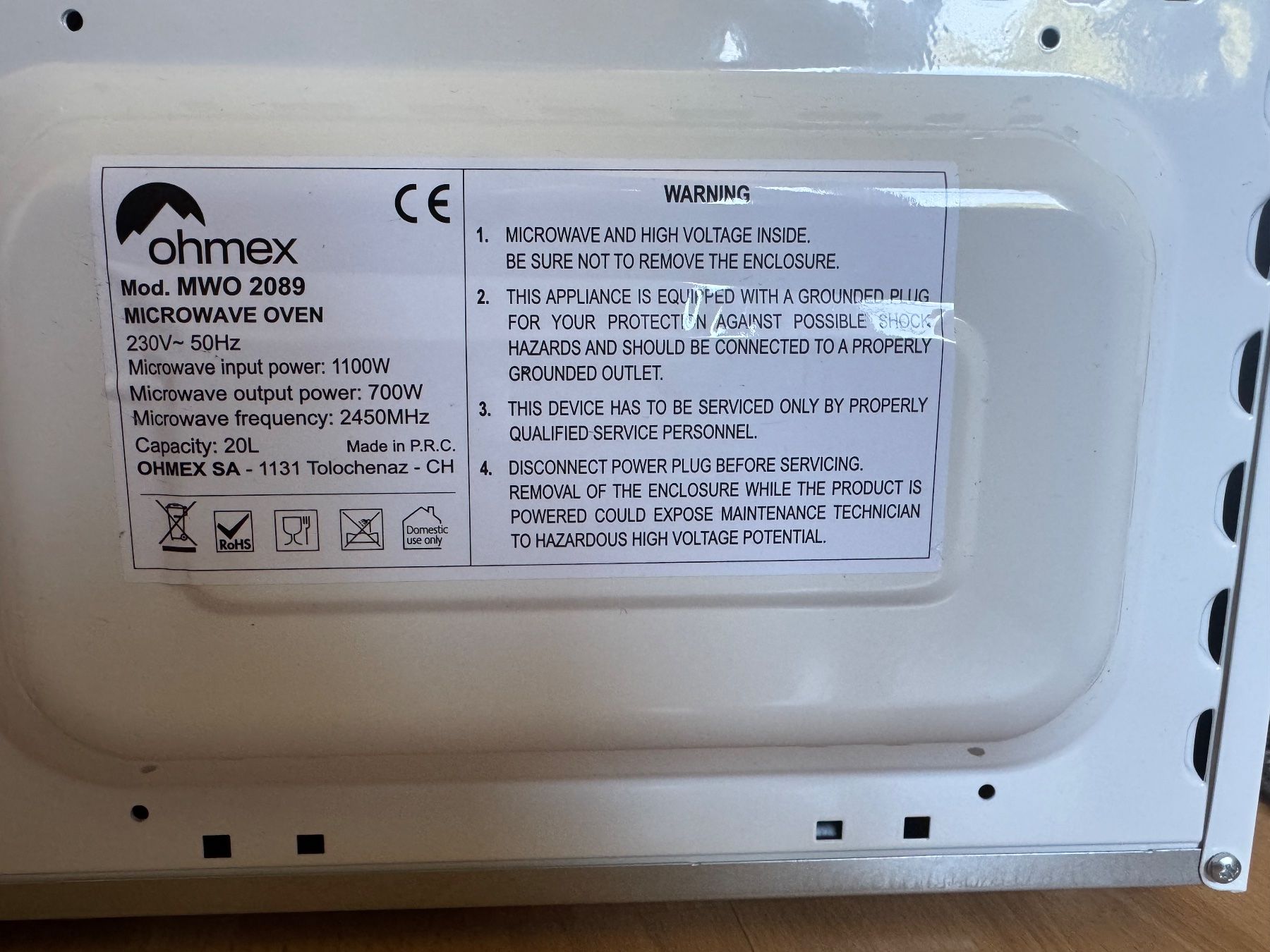 Ohmex Küchengeräte: Mikrowelle Ohmex weiss mit Drehplatte gebraucht – Gebraucht aus St. Gallen von mrc_8phs 3