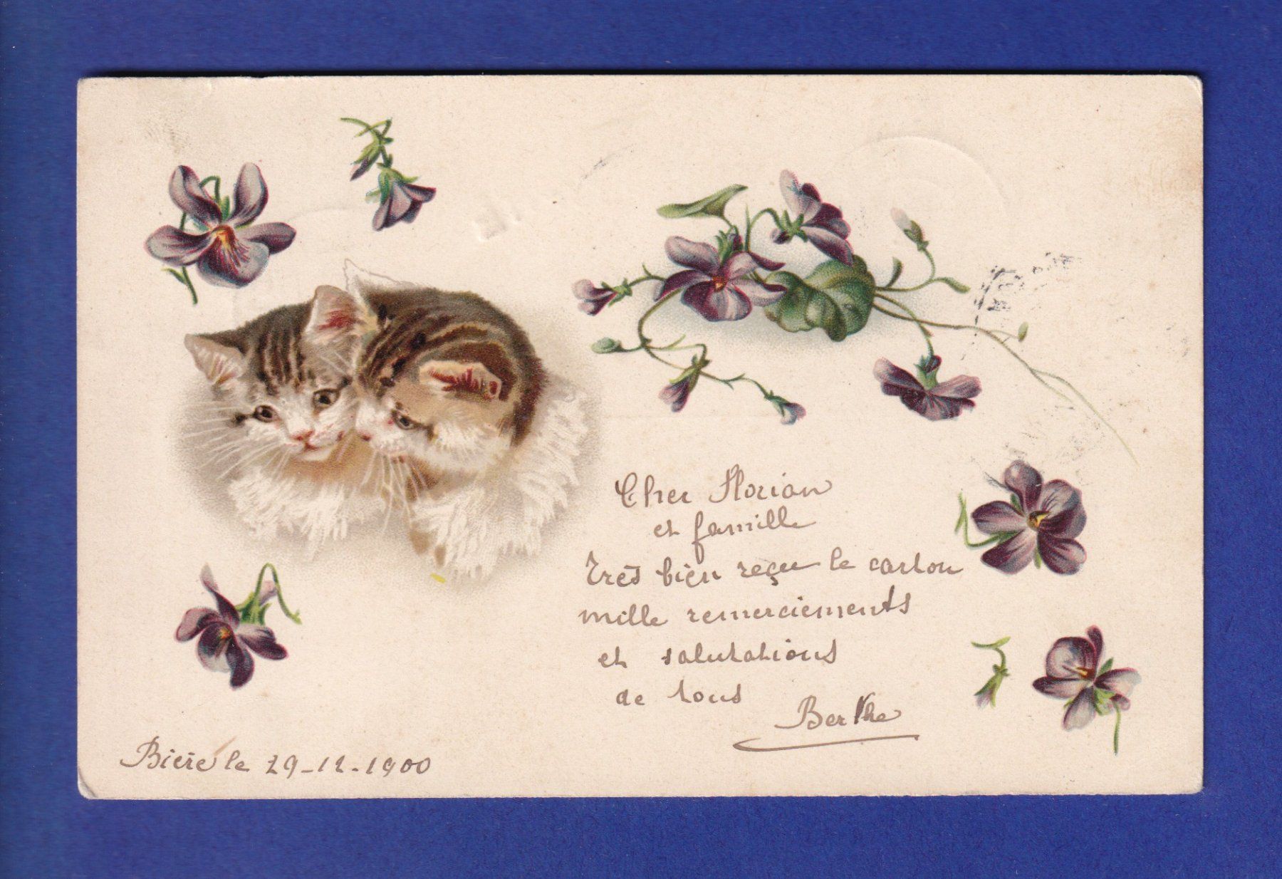 Cartoline postali: CHAT - Chaton et fleurs – Usato da Pully venduto da nicecards-shop