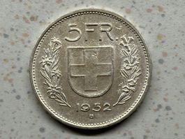 1952 5 Franken selten um vorzüglich Top-Jahrgang