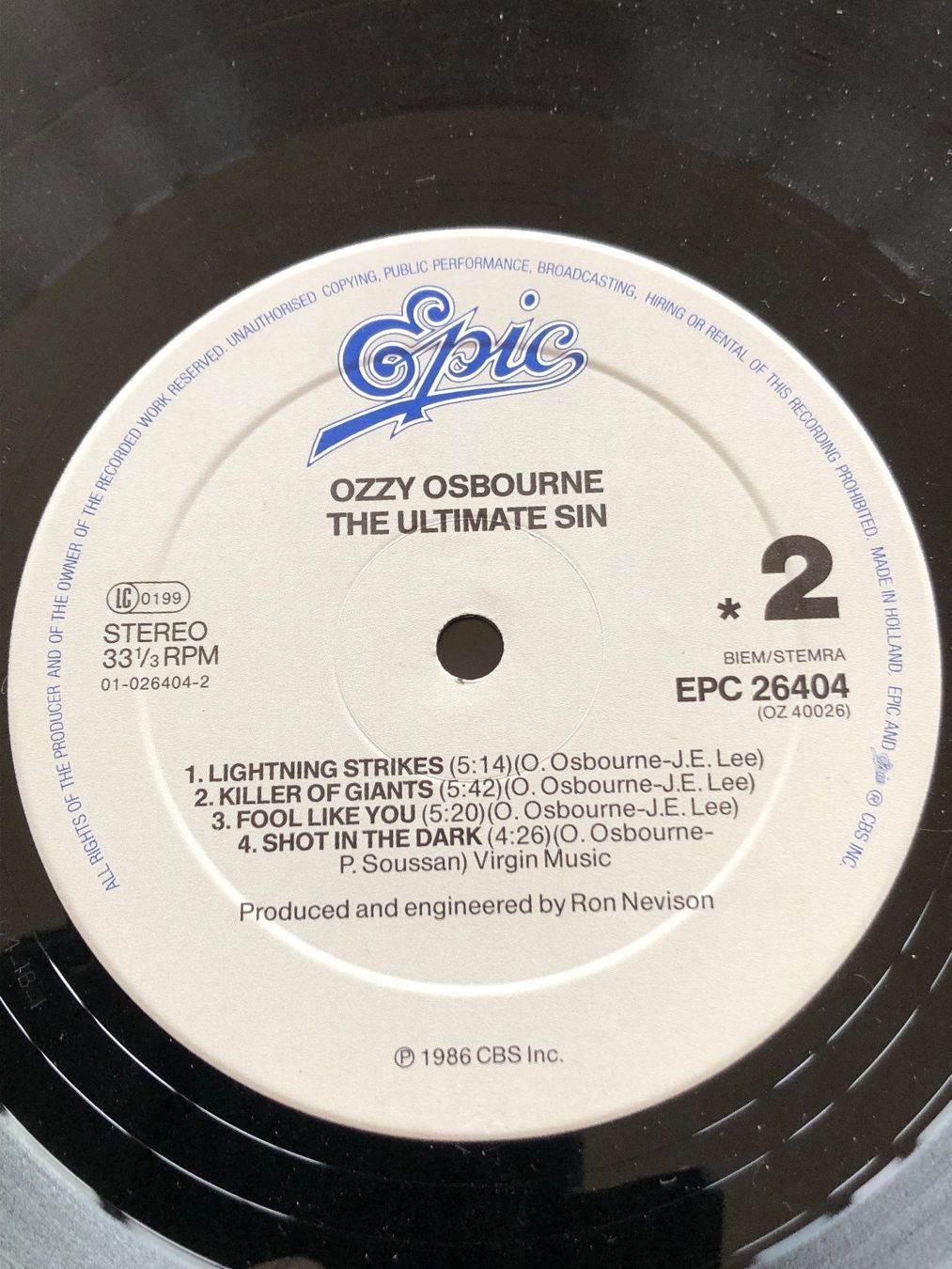 Dischi in vinile: Ozzy Osbourne. 1986. The Ultimate Sin – Usato da Faulensee venduto da Mizuno06 3