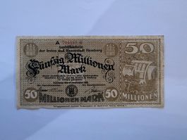 50 Millionen Mark 1923 Reichsbanknote Hamburg