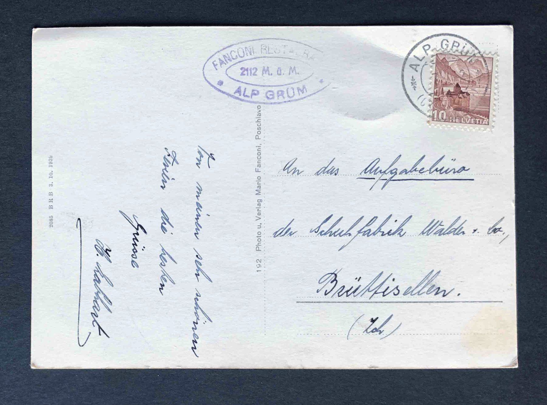 Cartoline postali: AK Alp Güm mit Palügletscger – Usato da Goldau venduto da artelier1 1