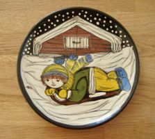 Keramik Wandteller Lanz Gwatt / Wintermotiv