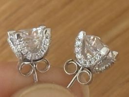 Luxus Elegante Ohrstecker  Farbe:Silber Weiss Zirkonia