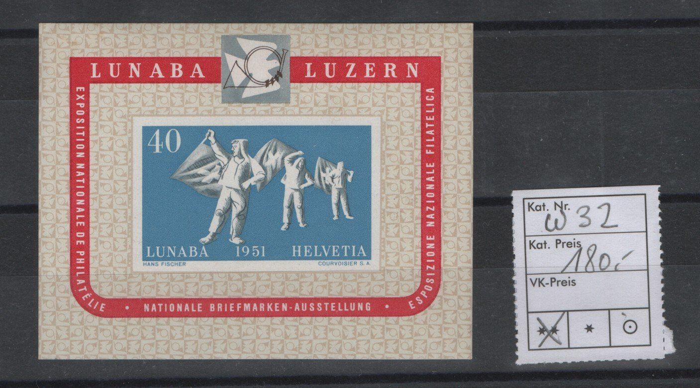 Tutti i francobolli: 2 Blöcke  1xLunaba 1951 1x Lausanne Ausschnitt Postf. – Nuovo (secondo la descrizione) da Gordola venduto da tist