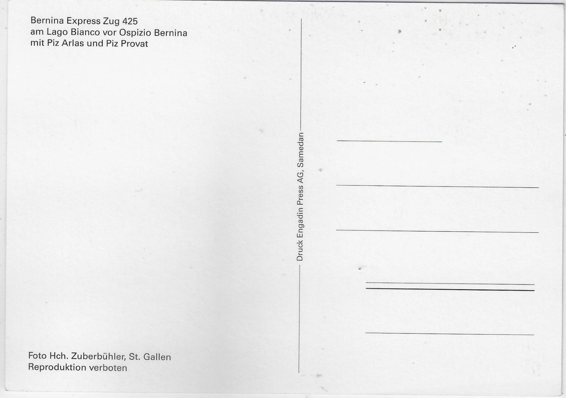 Cartoline postali: Bernina Express Zug 425 am Lago Bianco – Usato da Ettingen venduto da Kartenplanet 1