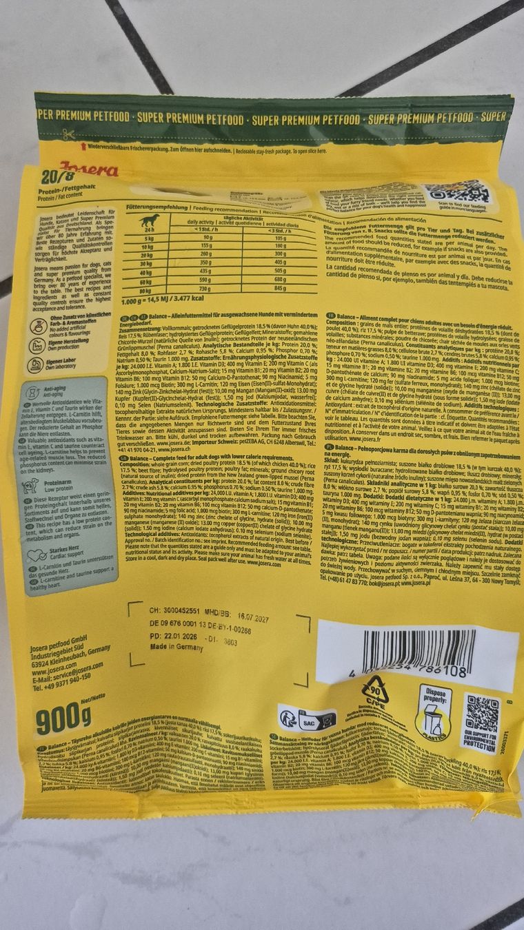 Mangimi: Josera Balance Senior Hundefutter 900g – Nuovo (secondo la descrizione) da Beromünster venduto da Sternli8 1