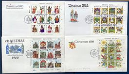 1985/86/88/89 - Guernsey - GB - FDC Kleinbogen Weihnachten