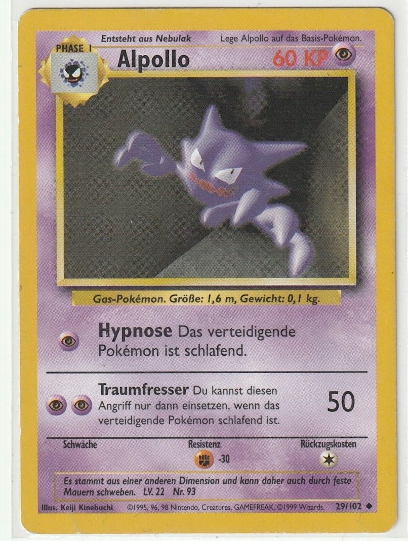 Pokémon Carte collezionabili: Pokémon 1999 Alpollo (29/102), Basis Base Set – Usato da Biel/Bienne venduto da historian-198