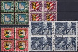 1930, J53-J56 saubere Viererblöcke mit Zentrumsstempel 130.-