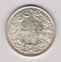 Schweiz 2 Franken 1947 Bern