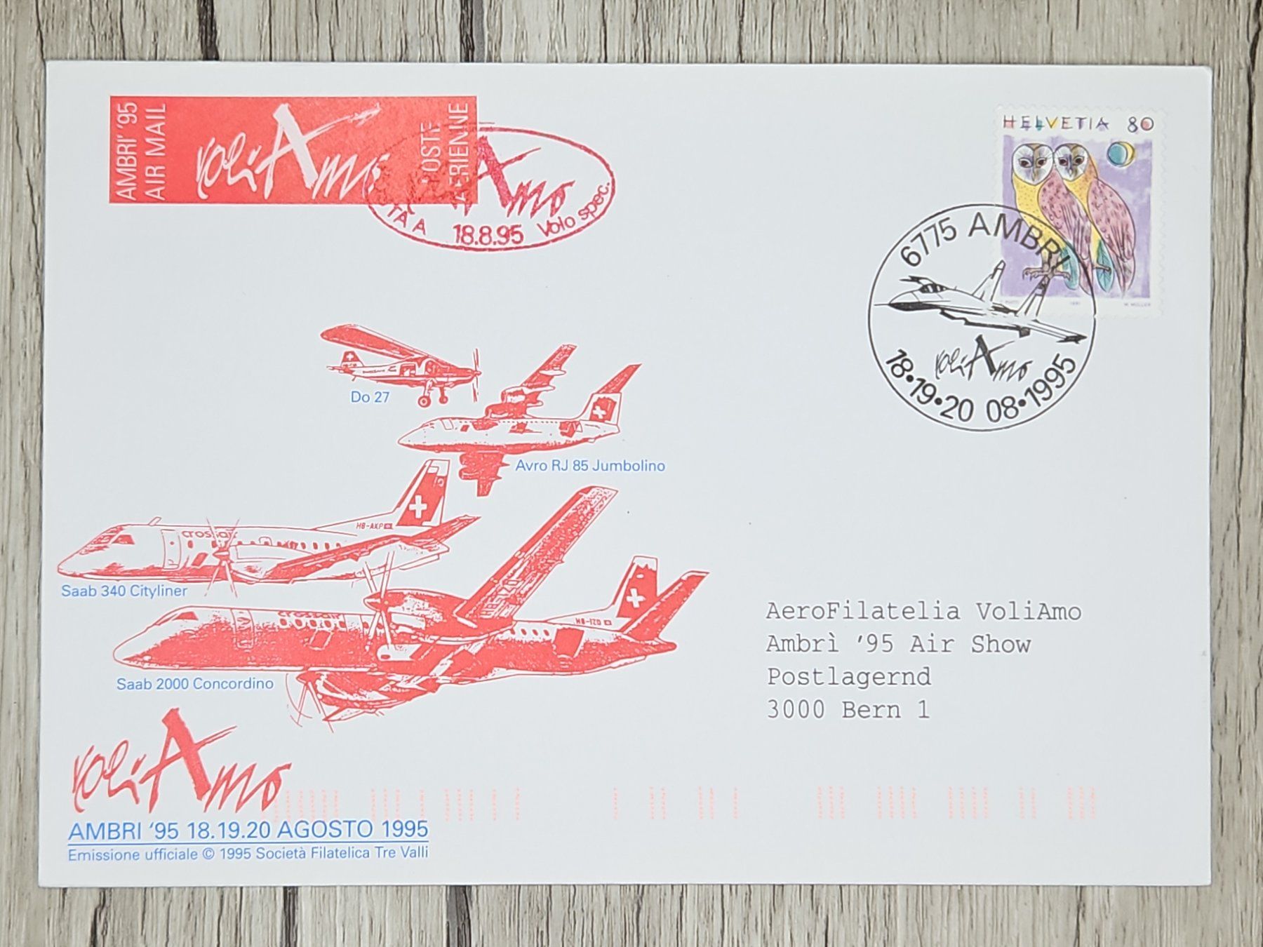 Tutti i francobolli: CL12 Enveloppe + Timbre Suisse 1995 Thème Aviation – Usato da Cousset venduto da Patrick_Collections