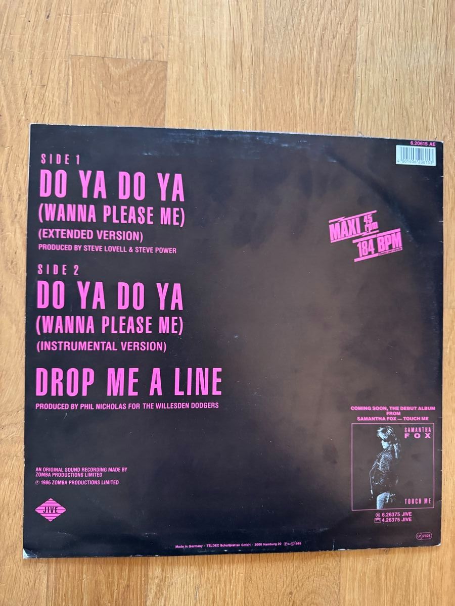 Dischi in vinile: Samantha Fox - Do Ya Do Ya - 12" Maxi - 80s - Top Preis – Usato da Rorbas venduto da BlackstarRecords 1