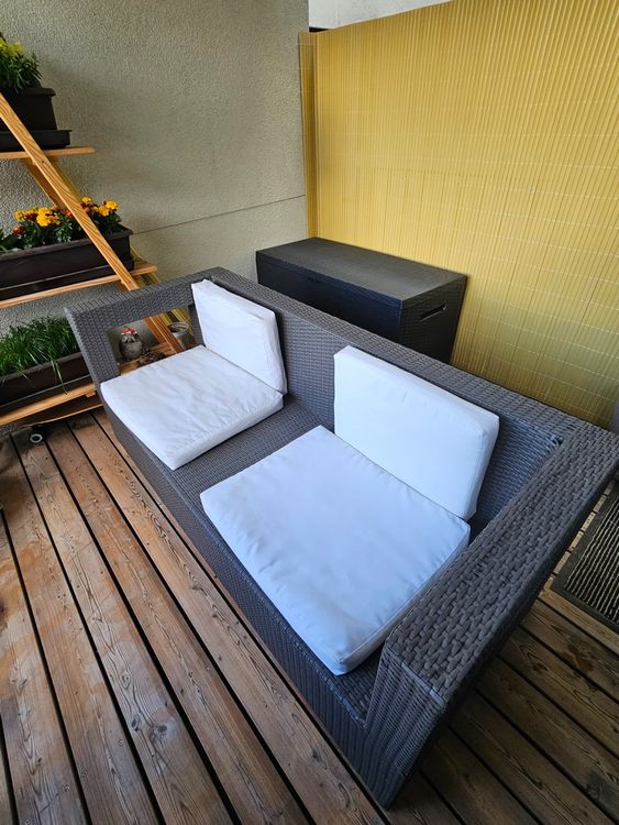 Gebrauchte BalkonLounge aus Rattan mit Kissen Kaufen auf Ricardo