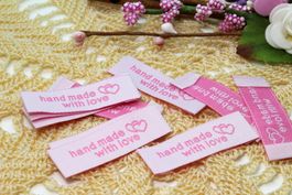 Label "Hand made with love" rosa (10 Stück)