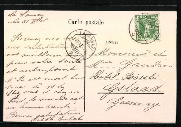 Cartoline postali: AK La Sarraz, Vue generale, 1908 – Usato da Berlin venduto da bartko-reher 1