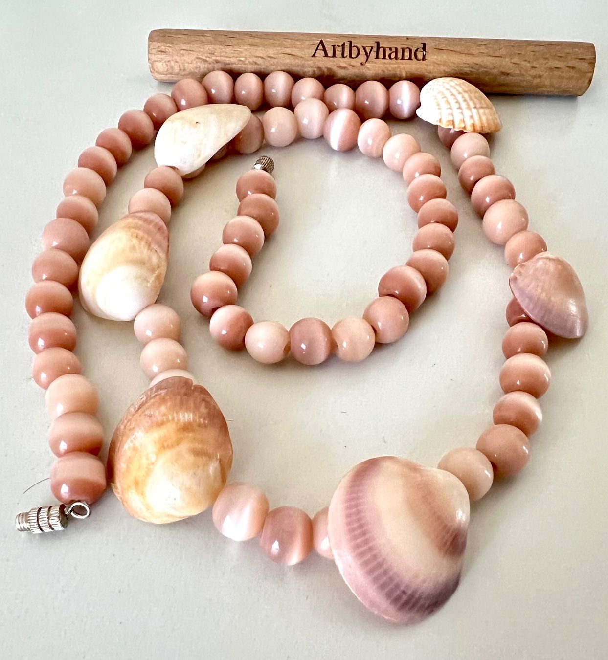 Catenine: Handgefertigte Longkette Katzenaugen & echte Muscheln – Usato da Ruswil venduto da artbyhand 3