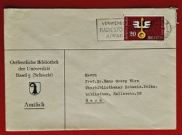 AMTLICH FRANKIERT HOSPES UNI BASEL VOLKSBIBLIOTHEK BERN 1954