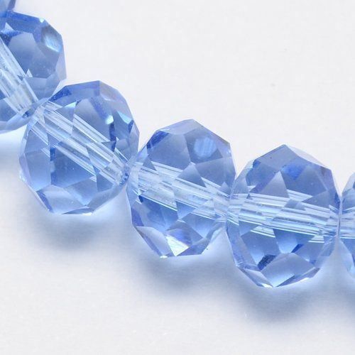 Perle (finte): 10 Rondellen Glas facettiert blau 8x6mm – Nuovo (secondo la descrizione) da Alpnachstad venduto da perlengaby