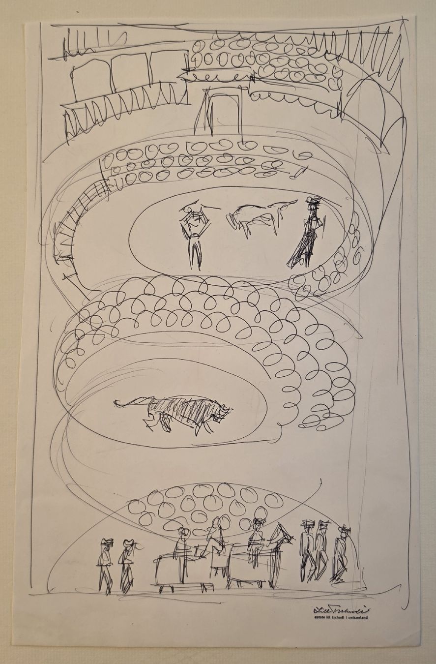 Dipinti: Lill Tschudi  Original 39x25cm "Stierkampf" – Usato da Emmenbrücke venduto da Kunstankaufverkauf