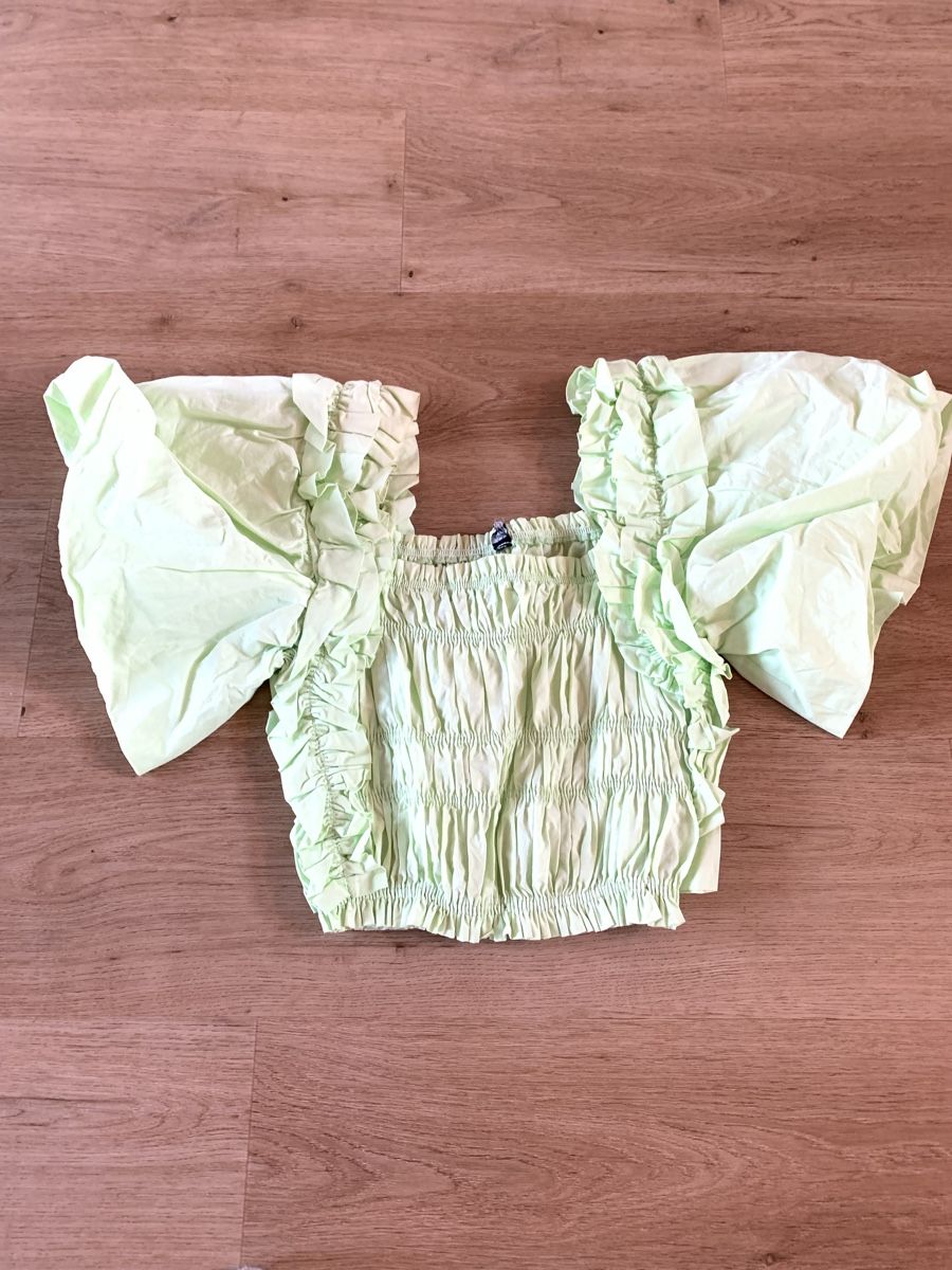 Zara Top: Crop top manche large vert pomme Zara – Usato da Genève venduto da rez_c6c6 3