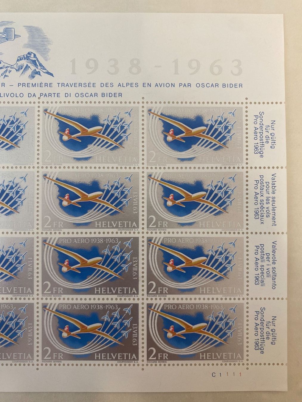 Tutti i francobolli: 40Fr Pro Aero Bogen 1963 postfrisch ungestempelt postfrisch – Nuovo (secondo la descrizione) da Wil SG venduto da Chefsugus 2