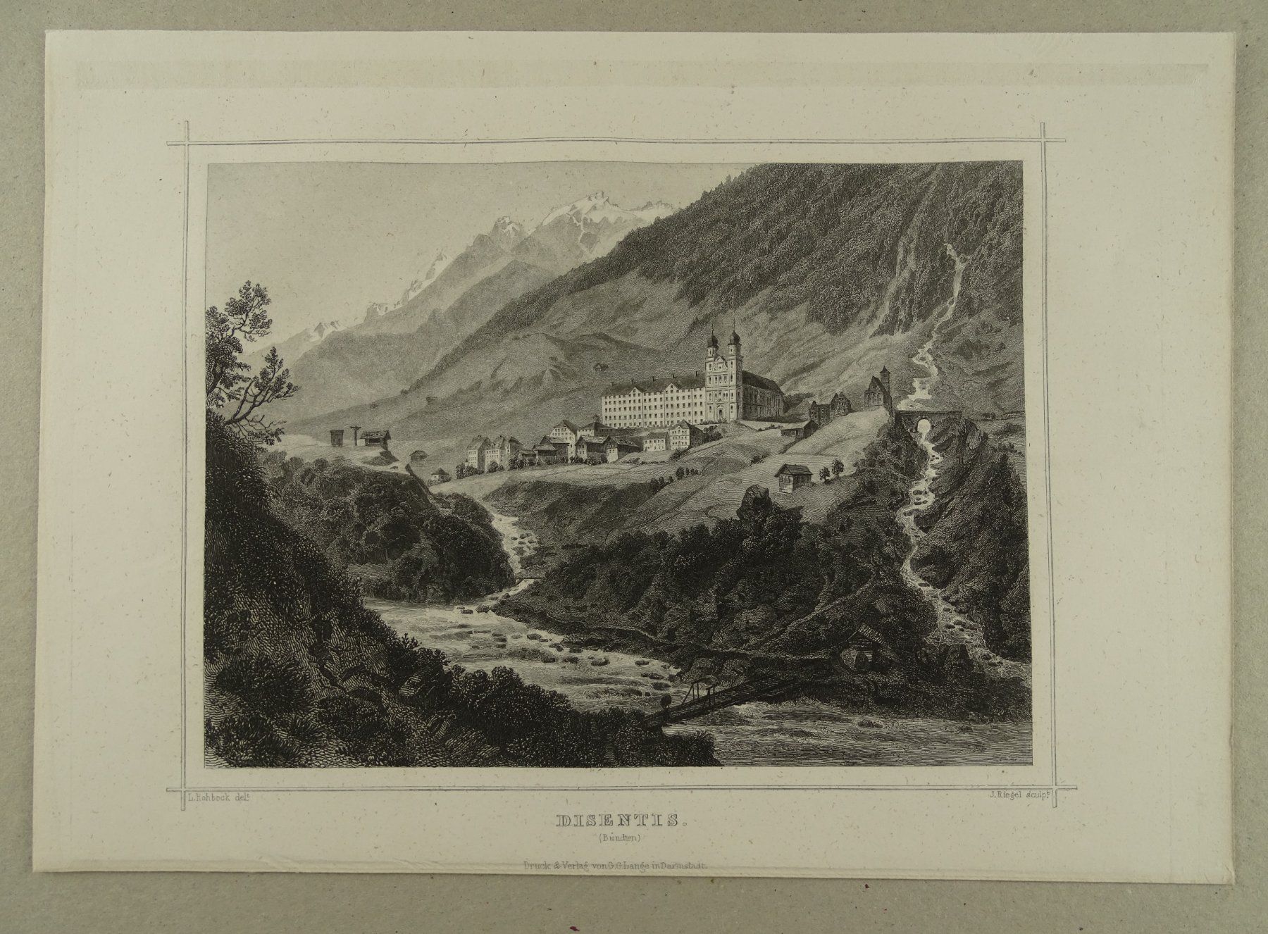 Incisioni: DISENTIS, STAHLSTICH NACH ROHBOCK 1870 – Usato da Grüningen venduto da Kartensammler
