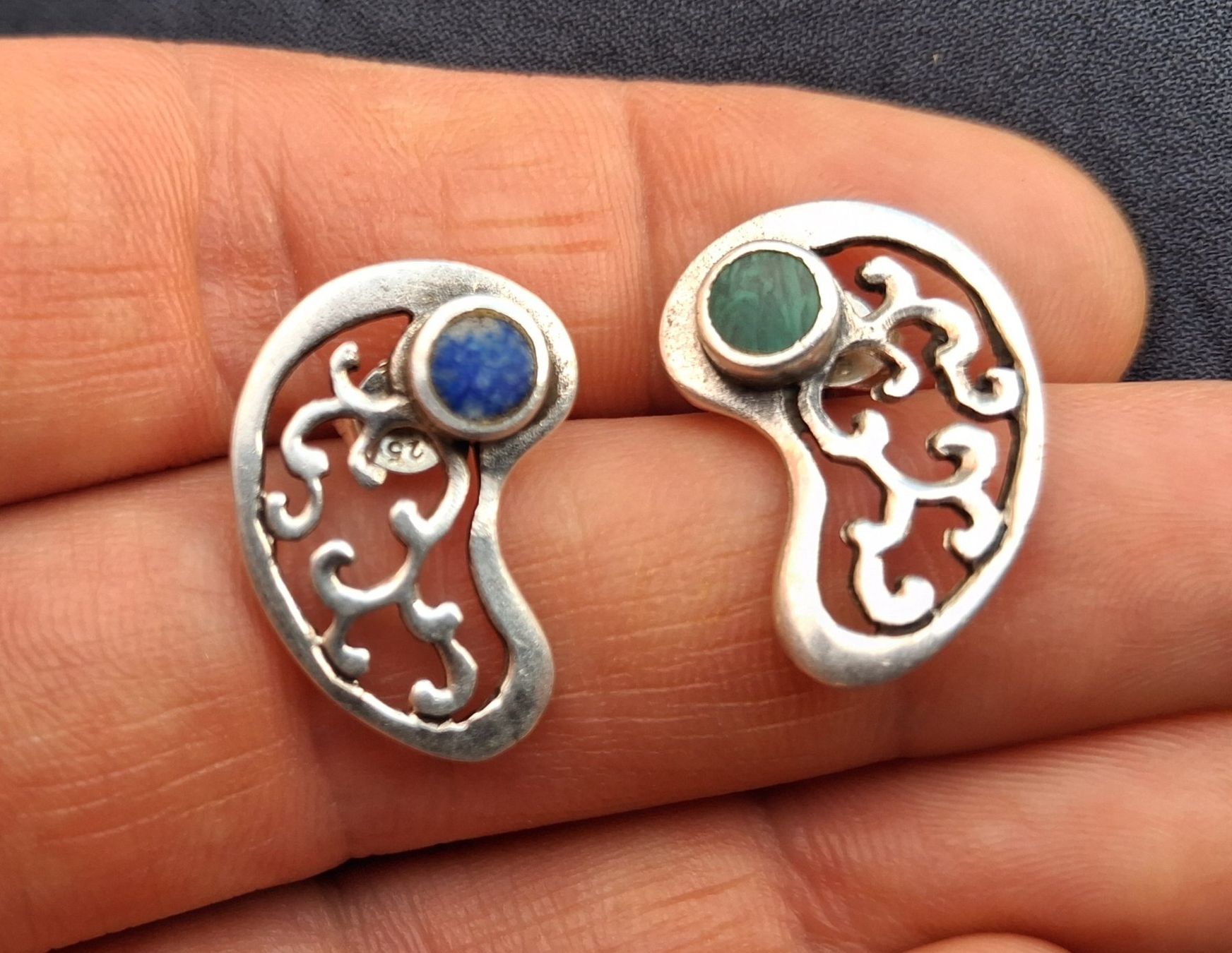 Ohrringe & -stecker: Ohrstecker Silber 925 mit Lapislazuli und Malachit – Gebraucht aus Wald ZH von e8e 4
