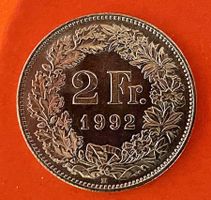 2 Franken 1992 stgl *nigelnagelneu!* unzirkuliert