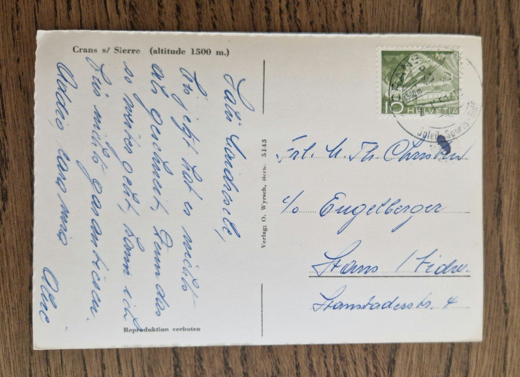 Cartoline postali: Crans s. Sierre 1959 – Usato da Ebikon venduto da Donar50 1