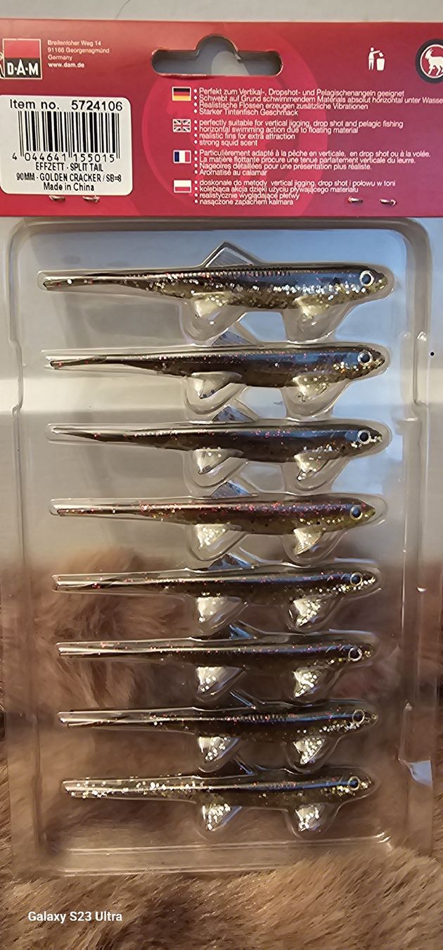 Dam Esche: Effzett Split Tail Gummifisch, 90mm, 8 Stk., Neu & Original – Nuovo e nell'imballaggio originale da Wangen b. Olten venduto da tagra69 1
