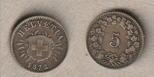 Tutti le monete: 5 Rappen 1872 Wappen – Usato da Allschwil venduto da Coinfreak