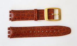 Braunes Swatch Lederarmband 19mm Bandanstoss