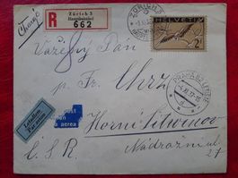 1937, F13z a. Flugbrief nach Tschechien (2.-Einzelfrankatur)