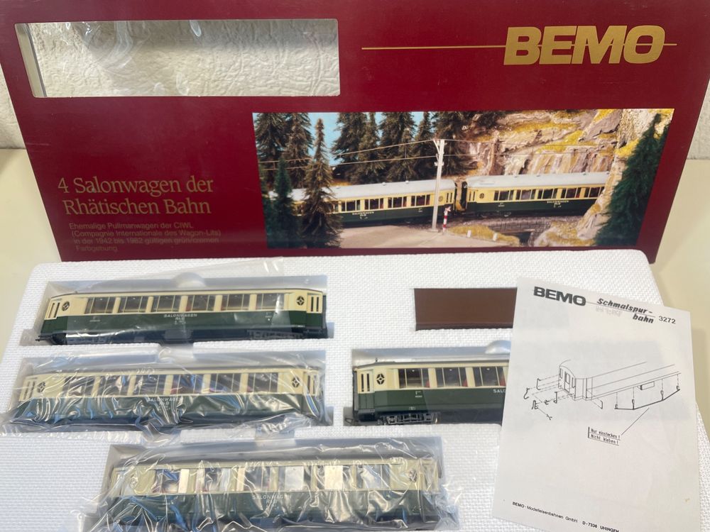 Bemo 7272134 – Hom Set Pullman 4 Salonwagen RhB – HOn3½/HOm – Neuf