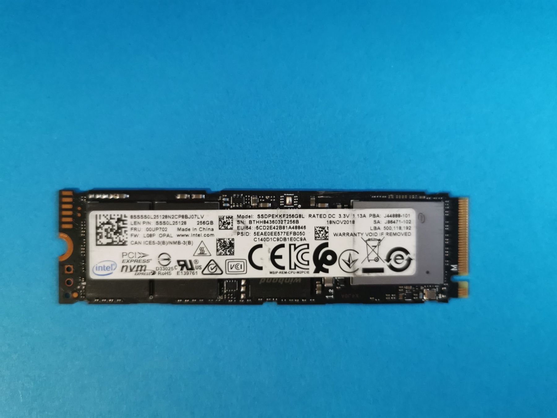 Intel Harddisks: Intel Solid State Drive Nvme 256GB – Gebraucht aus Suhr von augustavat