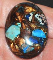 Cabochon L-8345 – Kupfer Meeressediment Jaspis blau 30x22mm