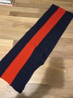 Warmer Winterschal zweifarbig rot blau gestreift Rippenstric