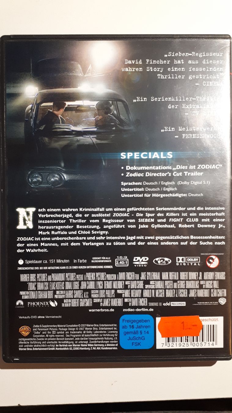 Tutti i DVDs: Zodiac, die Spur des Killers – Usato da Dietikon venduto da Buchantiqdietikon 1