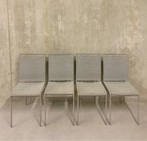 4er Set Moderne Esszimmerstühle, Stoff/Metall, grau, Stühle