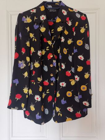 Floraler Blazer, reine Seide