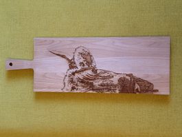 Katastar Holzbrett-Servierbrett mit Kuhmotiv Neu