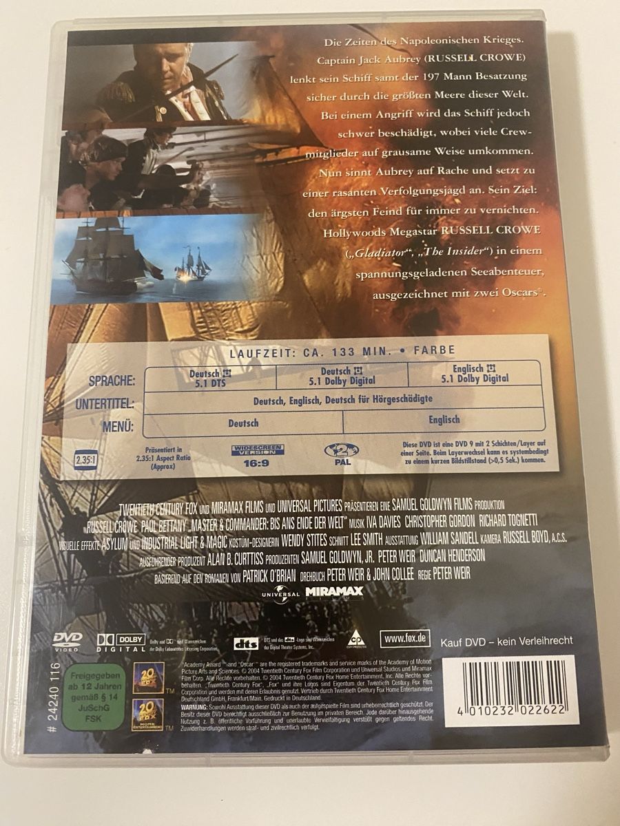 Tutti i DVDs: DVD Master & Commander - Bis ans Ende der Welt – Usato da Oensingen venduto da mig_99db 2