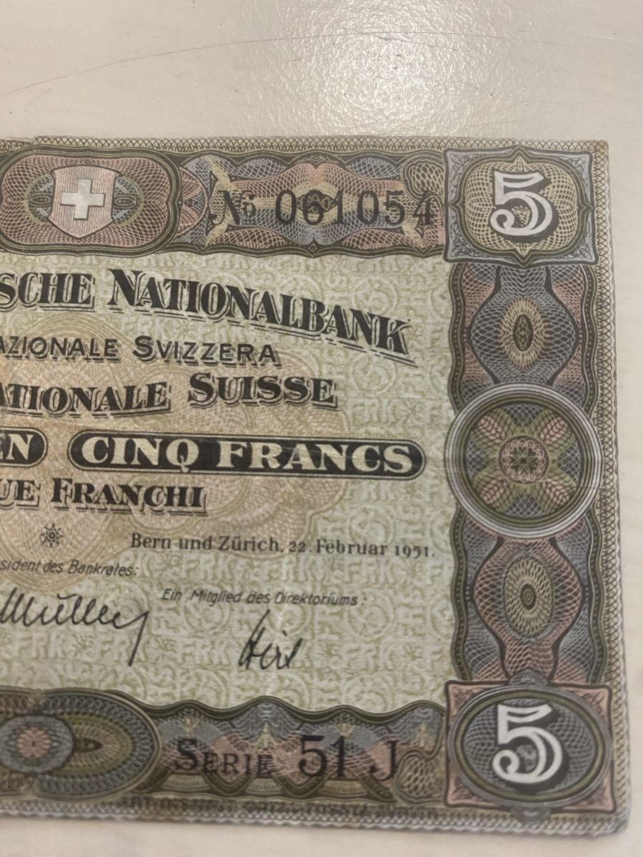 Banconote: Banknote 5 Franken 1951 – Usato da Muralto venduto da Alex1912 2