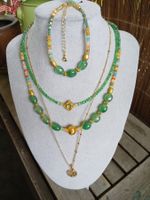 Schmuckset, 3 Halsketten+Armband+Ohrringe, neu